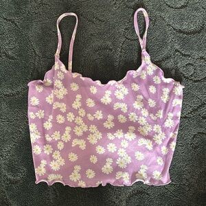 Purple Daisy Duke Rippled Crop Tank Top